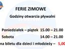 Informacja o funkcjonowaniu pływalni w czasie ferii